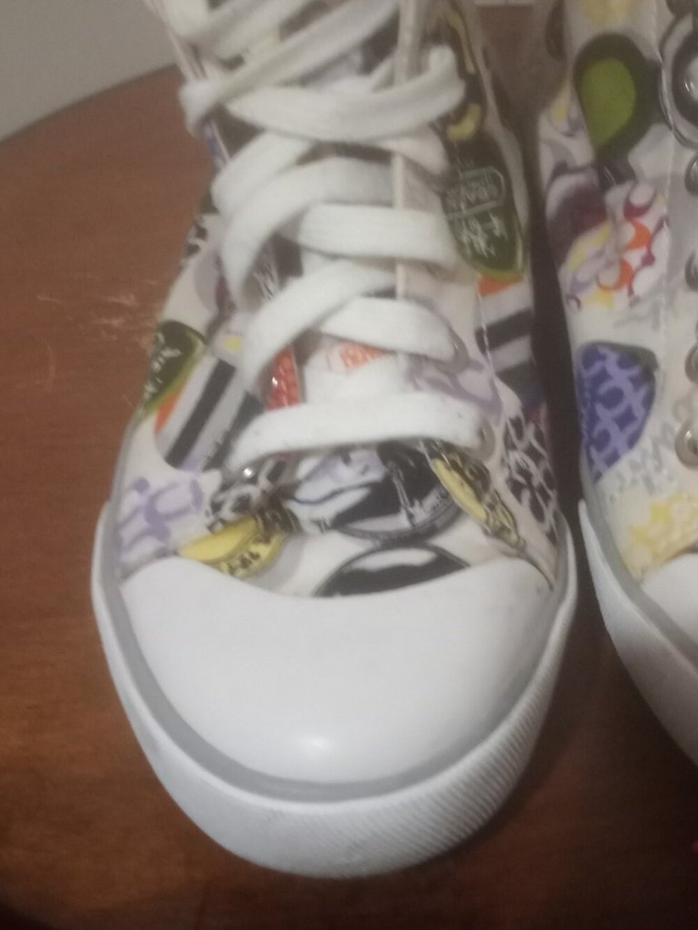 Women's Coach Cardinal High Top Graffiti Sneakers Size 7B multicolor canvas - Picture 8 of 14